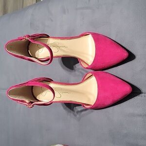 Jessica Simpson Carlette heels, color fuchsia, suede. Size 7.5 worn 1x.
